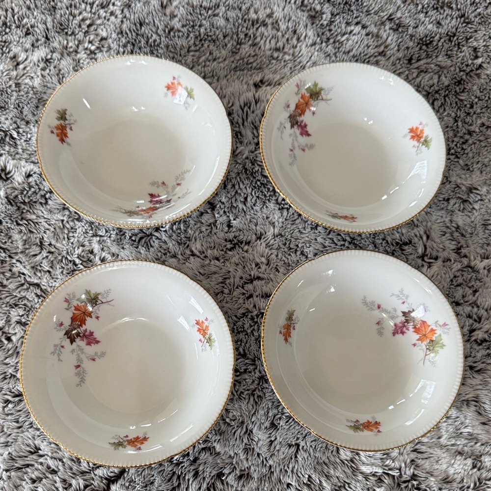 Winterling Bavaria Germany Autumn Leaves Set of 4 Fruit Dessert Bowls 5.5"‎ Gold